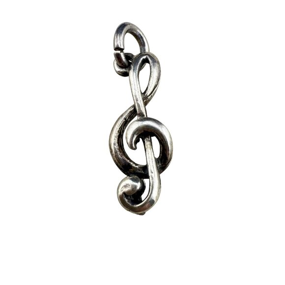 Sterling Silver Treble Clef Pendant Charm Vintage‎ Jewelry - Picture 1 of 4